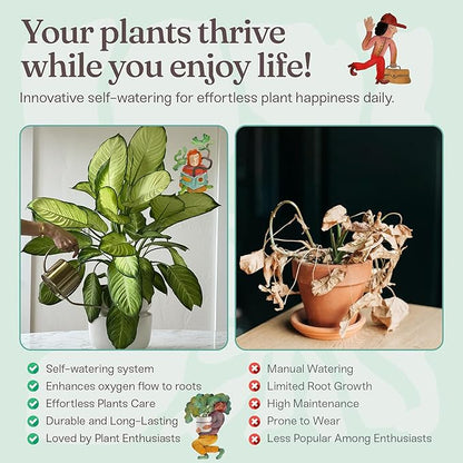Tendril Planter SWAP+ System | Indoor Ceramic Planter (10"), Self-Watering & Air-Pruning, with Tools & Repotting Mat | USA Organic Soil Included