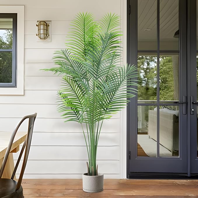 ANTING 7FT 1Pack Areca Palm Artificial Plants - Large Fake Plant for Home Decor - Tall Silk Plants Indoor - Lifelike Greenery for Any Room Decor