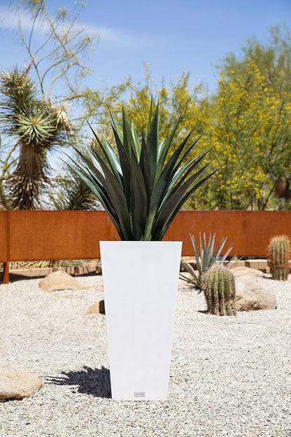 Veradek V-Resin Indoor/Outdoor Taper Planter, Set of 2 (30 inch, White)