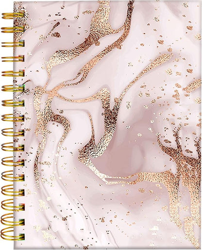 iampanda Chic Spiral Journal Notebook,Strong TwinWire Binding with Premium Paper for Girl Women,Champagne Marble 60 Sheets A5 College Ruled NotebookJournal,Perfect for School Office Home Gifts,Rose