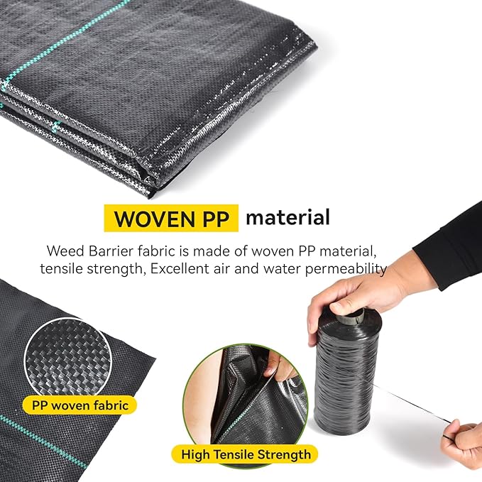 Weed Fabric Barrier Heavy Duty, 4FT x 100FT 3.2oz Garden Weed Blocker Fabric, Landscaping Fabric, Weed Control Fabric Ground Cover Gardening Mat