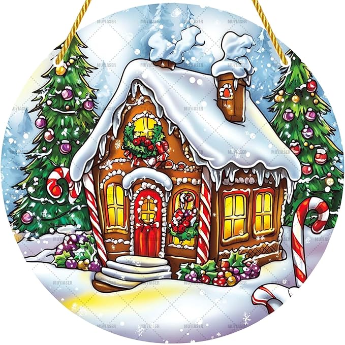 Acrylic Window Hanging Snowhouse Christmas Stained Panel Window Decoration for Outdoor Indoor Garden Yard Home Winter Decor 12 Inch