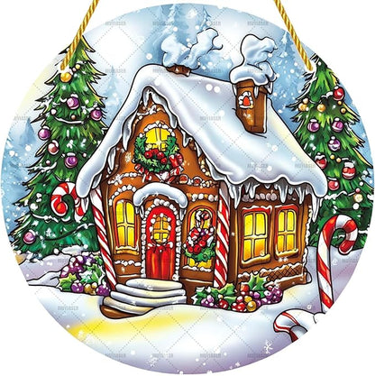 Acrylic Window Hanging Snowhouse Christmas Stained Panel Window Decoration for Outdoor Indoor Garden Yard Home Winter Decor 12 Inch
