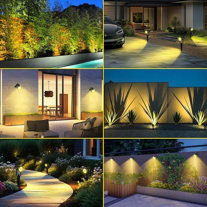 T-SUN Solar Spotlights 2W Outdoor LED Landscape Spot Light, 2-in-1 Waterproof Solar Powered Wall Lights Auto ON/Off with Dual Headlamp for Garden, Yard, Pathway(Warm White)
