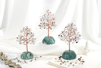 SITUMEIZI Fluorite Crystal Tree 7.09IN Healing Stones Natural Crystals Base Copper Wire Tree Life Reiki Gifts for Women Room Office Desk Decor Spiritual Meditation Energy