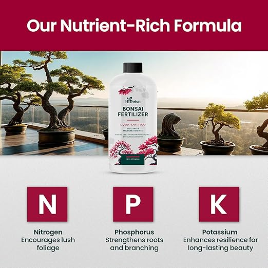 32oz Bonsai Tree Live Liquid Plant Food - Makes 64 Gallons of Bonsai Fertilizer Liquid, Premium Macronutrient Formula Enriched with Micronutrients for Healthy Roots, Branching & Foliage