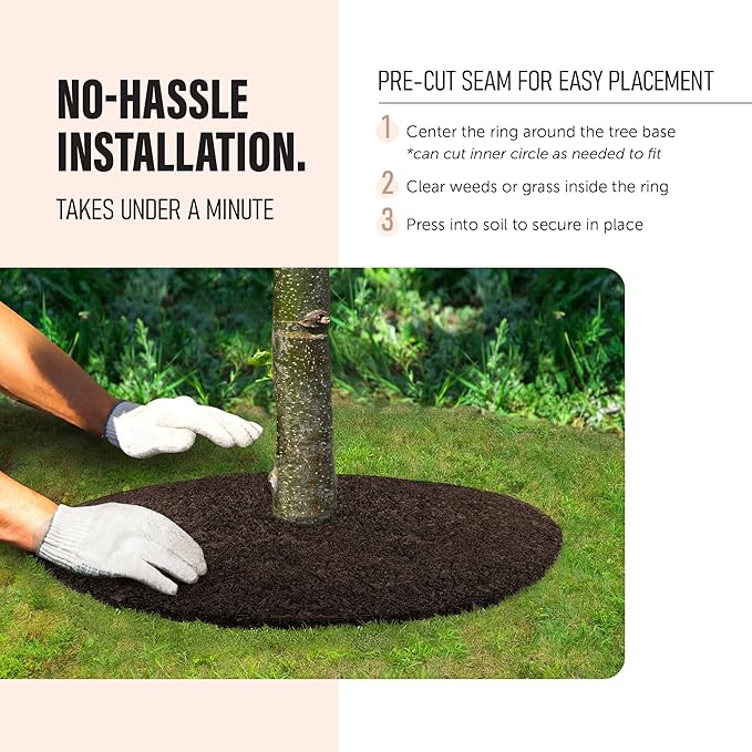 Rubberific 36" Recycled Rubber Mulch Tree Ring Easy Install Looks Like Real Mulch 2 Pack - Brown