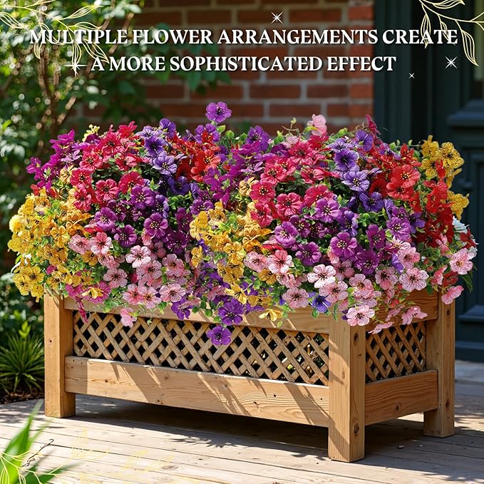 FGSAEOR 12 Bundles Artificial Flowers for Outdoor Indoor, Faux Flower Daisy with Eucalyptus Leaves Fake Plants Greenery, Garden Home Decor for Boxwood Porch Patio