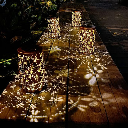 2 Pack Solar Lanterns Outdoor Hanging Lantern Lights, Dragonfly Hollowed-Out Metal Decor Lantern, Waterproof LED Decorative Garden Light - Delicate Garden Decoration for Patio, Yard