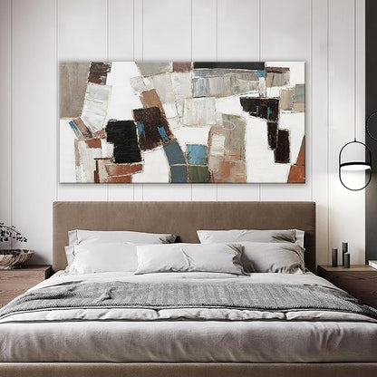 Dimpaga Abstract Wall Art Pictures for Living Room Wall Decor Modern Wall Art Decor Minimalist Geometric Line Artwork for Walls Textured Wall Art Prints Bedroom Office Decor 24"X48"