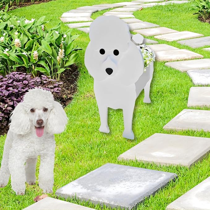Poodle Dog Planter Plant Pots,Cute Dog Flower Planter,Gifts for Pet Lovers,Unique Animal Plant Pots,Office,Indoor Outdoor Garden Decor(9.45 * 8.35 * 13.39in)