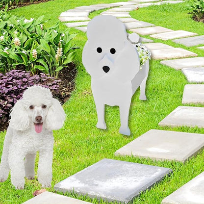 Poodle Dog Planter Plant Pots,Cute Dog Flower Planter,Gifts for Pet Lovers,Unique Animal Plant Pots,Office,Indoor Outdoor Garden Decor(9.45 * 8.35 * 13.39in)