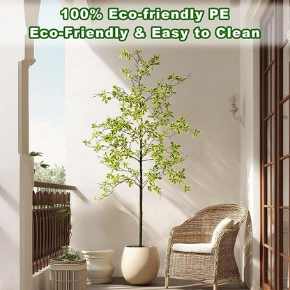 7FT Artificial Black Olive Tree Artificial Olive Plants, Tall Faux Olive Tree Faux Silk Plant Fake Plant Ultra-Realistic Silk Leaves & Natural Trunk Indoor Outdoor Use