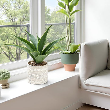 Artificial Potted Plants, 13.8" Artificial Succulent Fake Aloe, Large Faux Aloe Plant in Pot for Home Office Room Badroom Garden Decor (Grey)