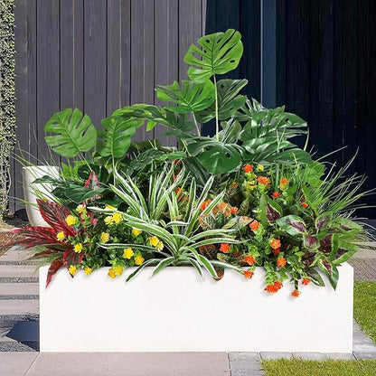 Artificial Palm Tree Leave Plants - 4PCS 28'' Tall Fake Plant Monstera Leaf Indoor Outdoor, Large Faux Floor Plant for Living Room, Bedroom Plants Decor, Bathroom Farmhouse Home House Decor