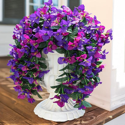 HyeFlora Bougainvillea Artificial Hanging Flowers Plants for Outdoors Decoration, 2pcs Fake Flowers Silk Bougainvillea Vines Realistic UV Resistant Faux Flowers for Outdoor Planters Porch Patio, Mix