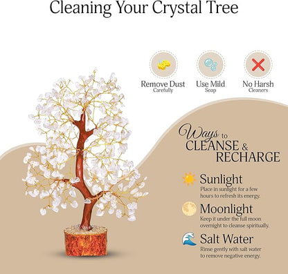 YATSKIA Clear Quartz Crystal Tree for Home Decor, Handmade Gemstone Tree for Positive Energy, Good Luck Birthday Gifts for Women