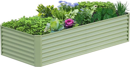 8x2x2FT Galvanized Raised Garden Bed Kit,Vegetable Boxes-Rectangle Metal Flower Box,Large Planter Raised Beds Outdoor Garden for Planting,Fruit,Herb-Green