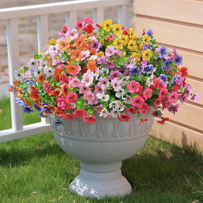 mizii Artificial Flowers for Outdoors 20 Bundles Realistic Faux Silk Flower UV Resistant Fake Plants Outside Decorations for Patio Garden Balcony Yard Porch Summer Indoor Home Decor (Mix 9 Color)