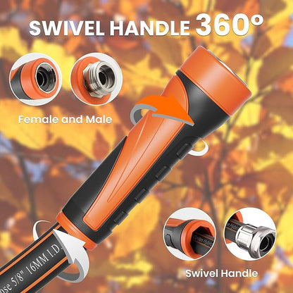 Giraffe Tools Garden Leader Hose 15ft x 5/8", Short Water Hose Heavy Duty, Flexible, Lightweight Hybrid Hose with Swivel Handle, Male to Female Fittings, Burst 600 PSI