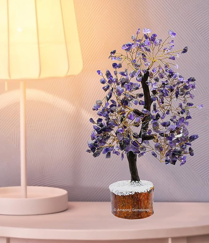 Amethyst Natural Healing Premium Crystal Bonsai Feng Shui Fortune Money Tree of Life for Home Office Decor (Gift Box Ready,10-12 Inch)
