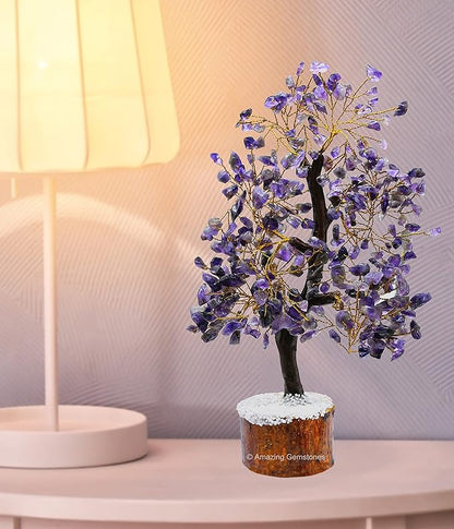 Amethyst Natural Healing Premium Crystal Bonsai Feng Shui Fortune Money Tree of Life for Home Office Decor (Gift Box Ready,10-12 Inch)