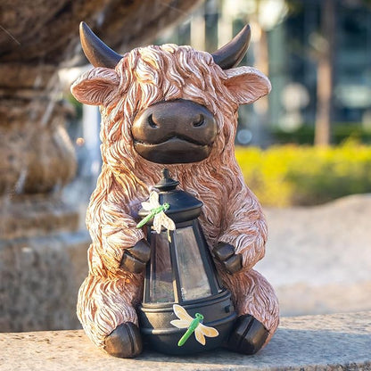 DKJOCKY for Women, Highland Cow with Lights Outdoor Decorations for Yard, Solar Cow Statues Lights Garden Gifts Birthday Gifts for Women Unique, Presents for Mom