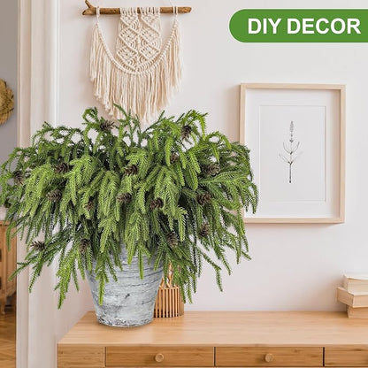 Artgar 50 Pcs Pine Branches - 18 Inch Artificial Green Pine Stem - Real Touch Pines Branches - Christmas Greenery Pines Branches for DIY Flower Arrangement Home Indoor Christmas Decor