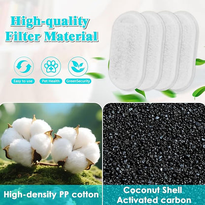 8-Pack Cat Water Fountain Filters with Pump Sponges — Activated Carbon, Ion-Exchange Resin & Cotton Mesh Replacement Filters for Pet Drinking Fountain