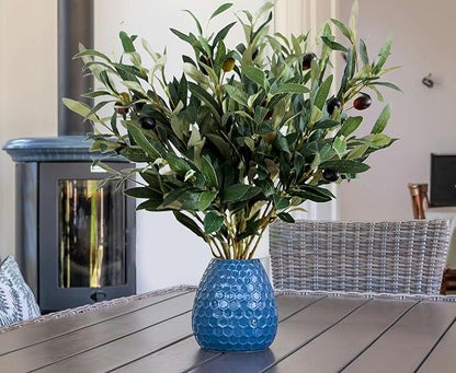 5PCS Artificial Olive Branches for Vases 18.9 Inch Faux Olive Tree Stems with Fruits,Fake Plants Greenery Leaves for Home Decor Weddings Party Floral Arrangement