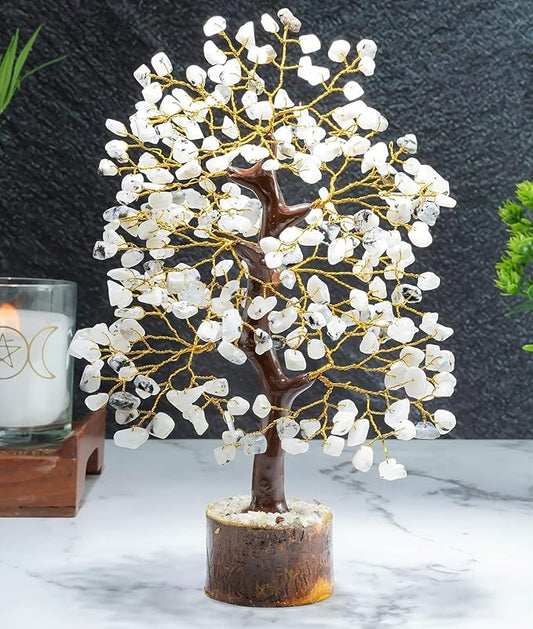 Rainbow Moonstone Crystal Tree Gemstone Tree of Life Chakra Bonsai Tree for Room, Office & Bedroom Decor Spiritual Gift Meditation Birthday Gift for Women Mom her Sister Housewarming Gifts Home