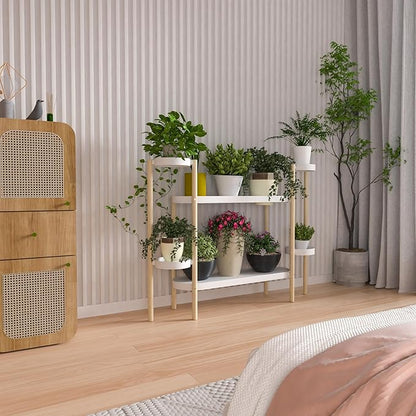 Bamboo Plant Stand Indoor, 4 Tier Tall Plant Storage Stand Table Top for Multiple Plants, Window Plant Shelf Table Plant Rack for Balcony Garden Living Room Indoor Outdoor Home (4-Tier-12 Pot)