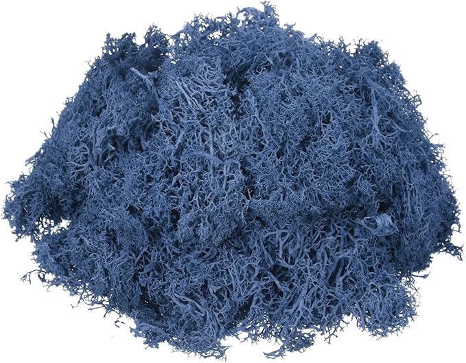 MECCANIXITY 3oz Preserved Reindeer Moss, Dark Blue Decorative Artificial Fake Moss for Potted Plants Indoor Crafts Lichen Centerpieces Decor