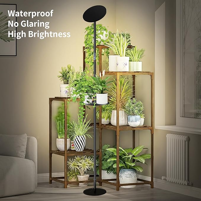 chiphy 69" Full Spectrum Grow Light for Indoor Plants, 40W Tall Plant Lights with Tray, 4/8/12H Timer, 10 Level Dimmable Brightness, Heights Adjustable, Remote Control, Ideal for Large Tall Plants