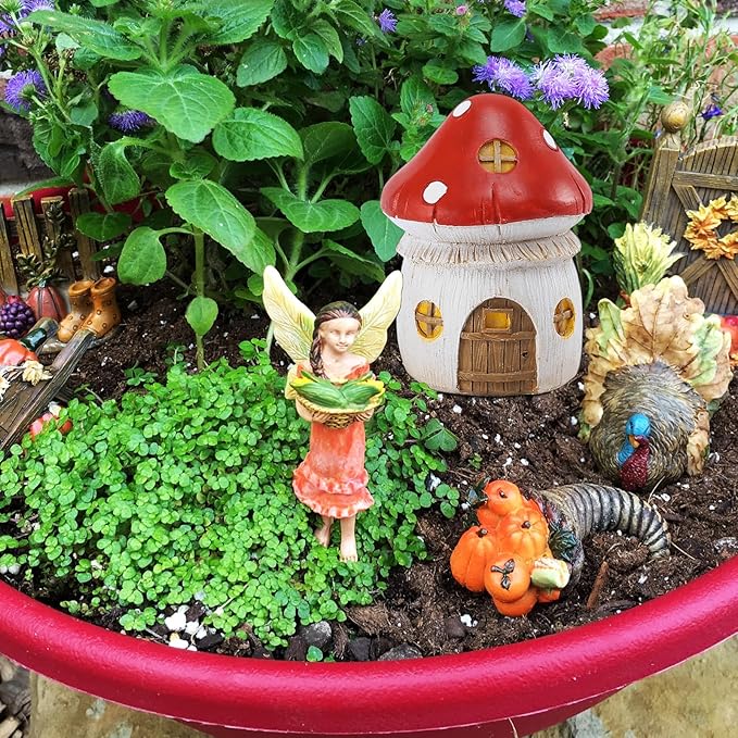 4Pcs Miniature Fairy Garden House, Mini Mushroom Cottage House, Fairy Accessories for Micro Landscape, Garden, Yard, Patio, Outdoor, Decorations, Gifts