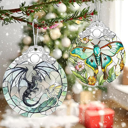 Dragon Ornament – Christmas Decoration & Christmas Ornament; Stained Glass Holiday Decoration (Holiday Present, Bauble Present, Gift Idea, Gift Exchange) | Heirloom Keepsakes
