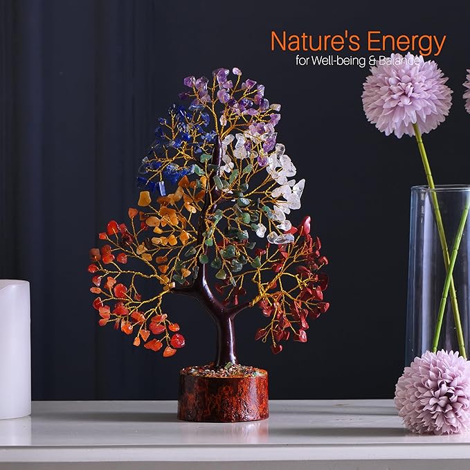 Seven Chakra Tree - Crystal Tree for Positive Energy - 7 Chakra Money Trees of Life, Feng Shui Decor, Chakra Stones, Crystals and Healing Stones, Birthday Gifts for Women