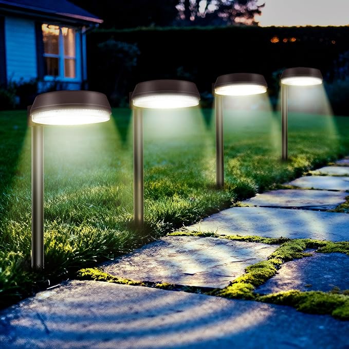 Tall Poles Solar Path Lights, Accurate Dark/Light Sensor Pathway Lights Solar Powered,Quick Charge Solar Walkway Lights Outdoor for Landscape Lighting