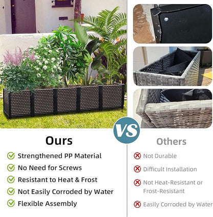 Large Planters for Outdoor Plants 14" Tall Planter Box, Raised Beds for Gardening Self Watering, Elevated Planter Box with Legs, Rectangular Garden Planters for Outdoor Plants Flowers, 94.4"L x 15.7"W