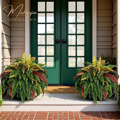 50” Silky Artificial Boston Fern, 128 Fronds Large Hanging Plants for Outside Planter,Bush Floor Plants Large for Home Decor Porch Patio Garden Indoor Outdoor (128Fronds1Pcs)