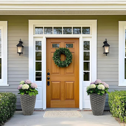 20" Tall Planters Set of 2, High-Density Resin Wavy Outdoor Pots for Plants, Versatile Indoor/Outdoor Flower Pots w/Drainage Holes for Patio, Garden, Porch & Living Room Decor, Ideal Gift