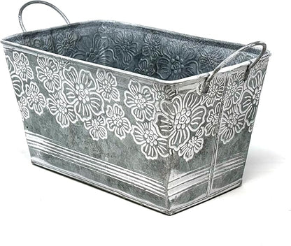 allgala Galvanized Planter Pot Indoor and Outdoor Decoration-Rectangle Grey-8"-HD88316