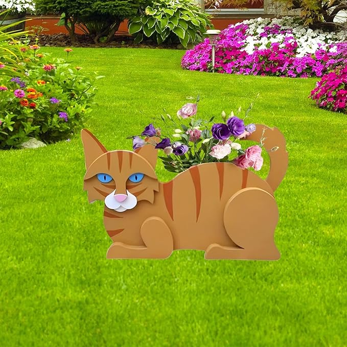 Orange Cat Planter Plant Pots,Cute Cat Flower Planter,Gifts for Pet Lovers,Unique Animal Plant Pots,Office,Indoor Outdoor Garden Decor