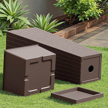 Devoko Resin Tall Planters with Tray for Outdoor Plants Set of 2, Large Taper Outdoor Planter Pots with 4 Drainage Holes, Flower Pots Modern Decor for Porch, Patio, Backyard, Garden(Brown, 32")