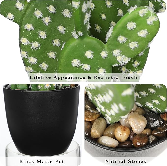 Artificial Cactus Plants 9.8 inch Small Faux Cactus Plants Indoor Fake Desert Cacti Succulents Plants Artificial Plant Indoor with Pot Cacti Decorations for Home Decor Office Desk Tabletop Shelf