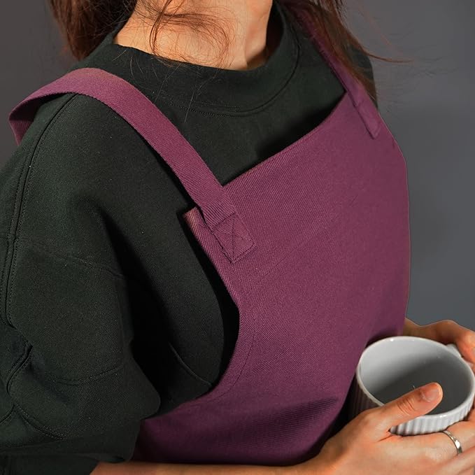 100% Cotton Kitchen Apron with 2 Pockets – Adjustable Chef Apron for Cooking Baking BBQ – Unisex Apron