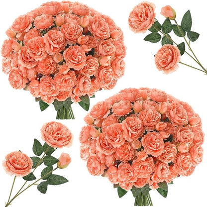 36 Bundles Artificial Flowers Peonies Roses Fake Bouquet for Wedding Bridal Shower Valentine's Day Decorations Fake Floral Arrangements Table Centerpieces Home Decor(Peach)
