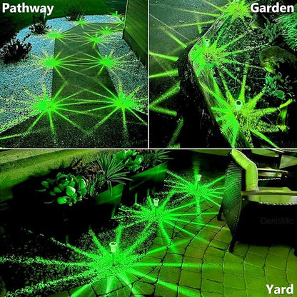 DenicMic Solar Lights Outdoor 10 Pack Green LED Waterproof Yard Garden Patio Backyard Pathway Walkway Landscape Lawn Outside Solar Christmas Lights Outdoor