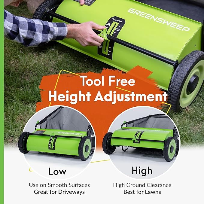 Pickup Pro Garden Sweeper - Manual Leaf & Grass Push Lawn Sweeper (Pickup Pro Max)
