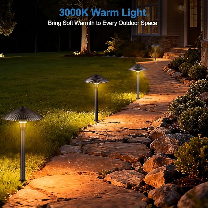 Landscape Lighting Pathway Lights 8 Pack, 5W Low Voltage LED Outdoor Garden Lights, Cast Aluminum with Acrylic Lens, IP66 Waterproof Yard Walkway Driveway Patio Path Lights, Transformer Cable Included